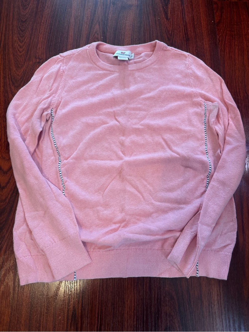 Vineyard Vines Pink Crewneck Sweater with Contrast Stitching